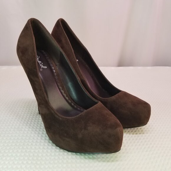 Qupid Women's Brown Platform Pumps Size 6 - Picture 2 of 12
